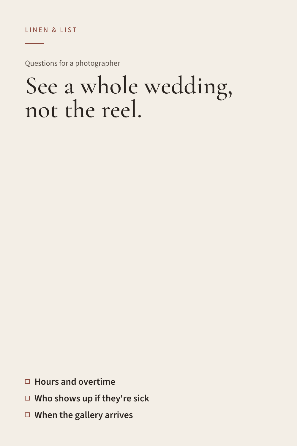 Pinterest pin for Questions to ask a wedding photographer