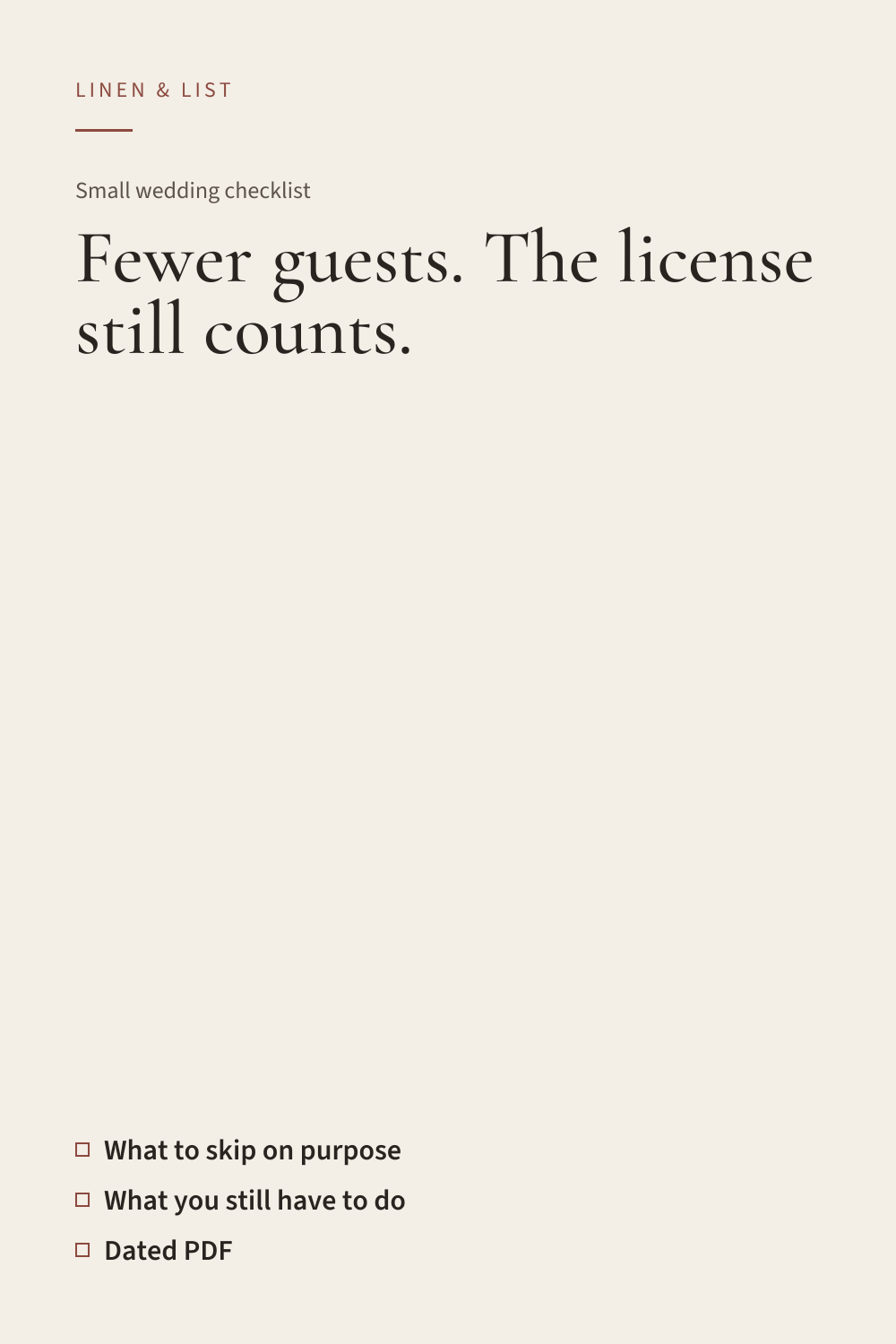 Pinterest pin for Small wedding checklist